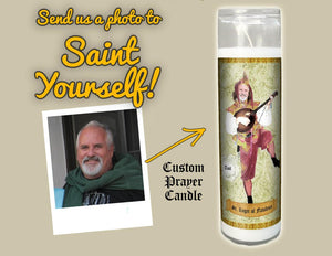 JESTER SAINT OF FLATULENCE Custom Prayer Saint Candle - Funny Birthday Gift - Fart Candle - Fool Prayer Candle - Flatulent - Farting