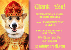 THE KING - Customized Pet Prayer Candle - Personalized Devotional Candle - Funny Saint Candle - Corgi Candle - Saint Your Dog - Pet Bird